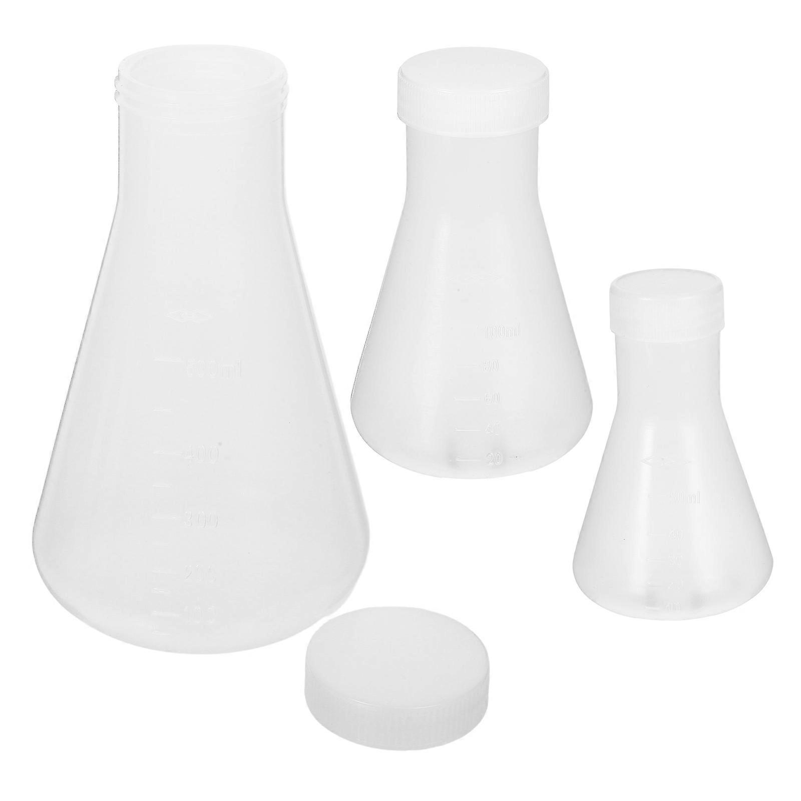 Laboratory Flask Kit Science Flask Conical Lab Equipment White 50ml 100ml 500ml Practical Using Students Chemistry Class 3Pcs