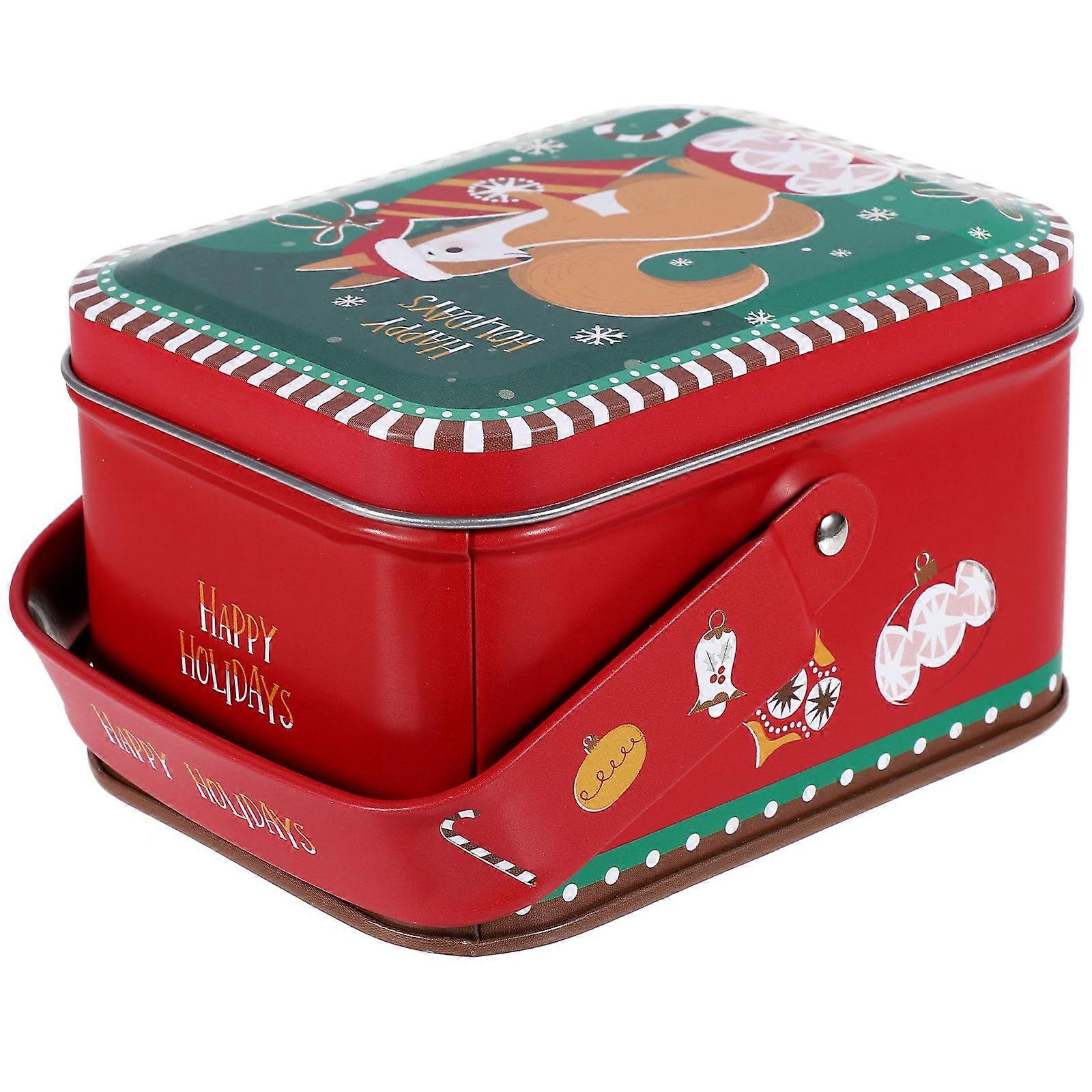 Small Treat Boxes Christmas Tin Container For Snacks And Chocolates Red Color 1Set