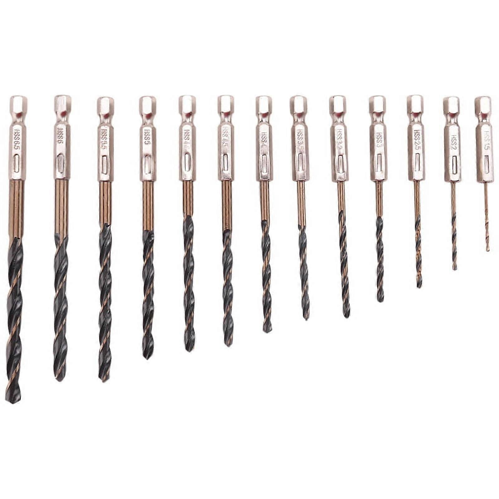 Qtmnekly Hex Shank Cobalt Metric Bits Set Of 13 Pieces Quick Change HSS Impact Driver Hex Bits for Metal