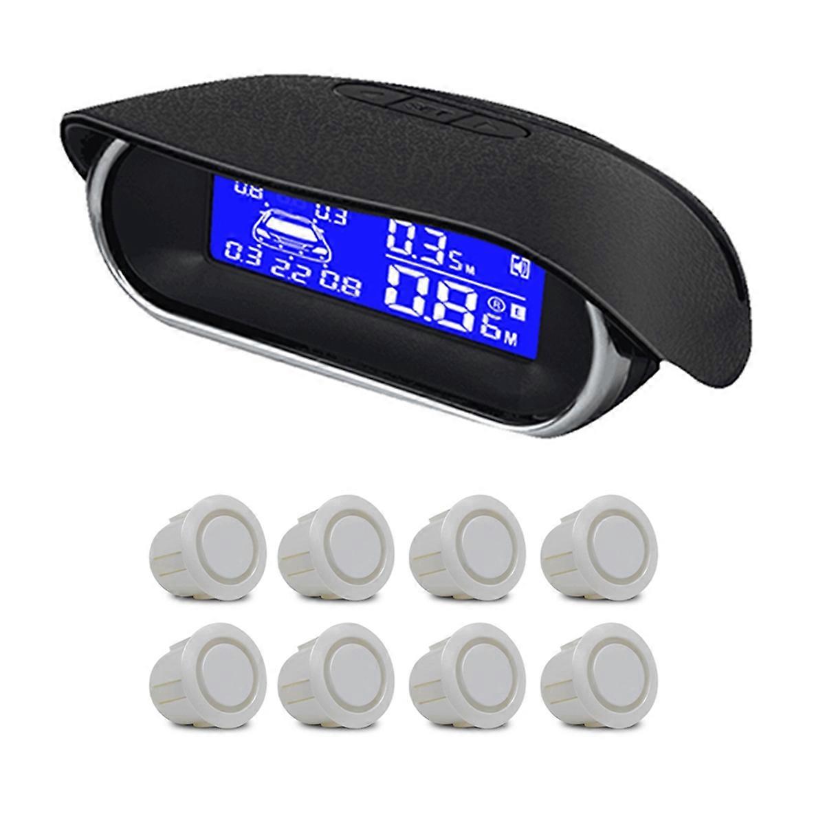 Capteurs de stationnement 8 Résistant aux intempéries Vue arrière Vue avant Recul Kit radar Système Moniteur d’affichage LCD B