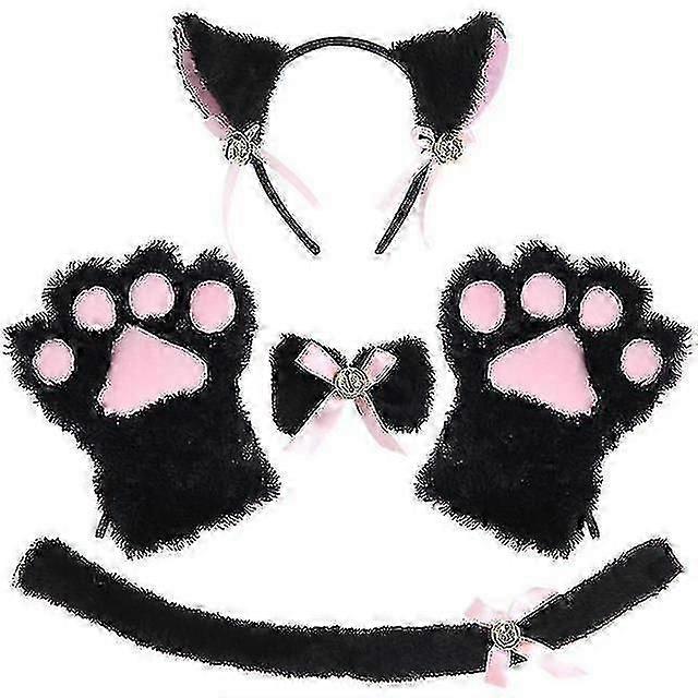 かわいい猫コスプレ衣装パーティーファンシードレス衣装猫の耳テール襟の足の手袋セット