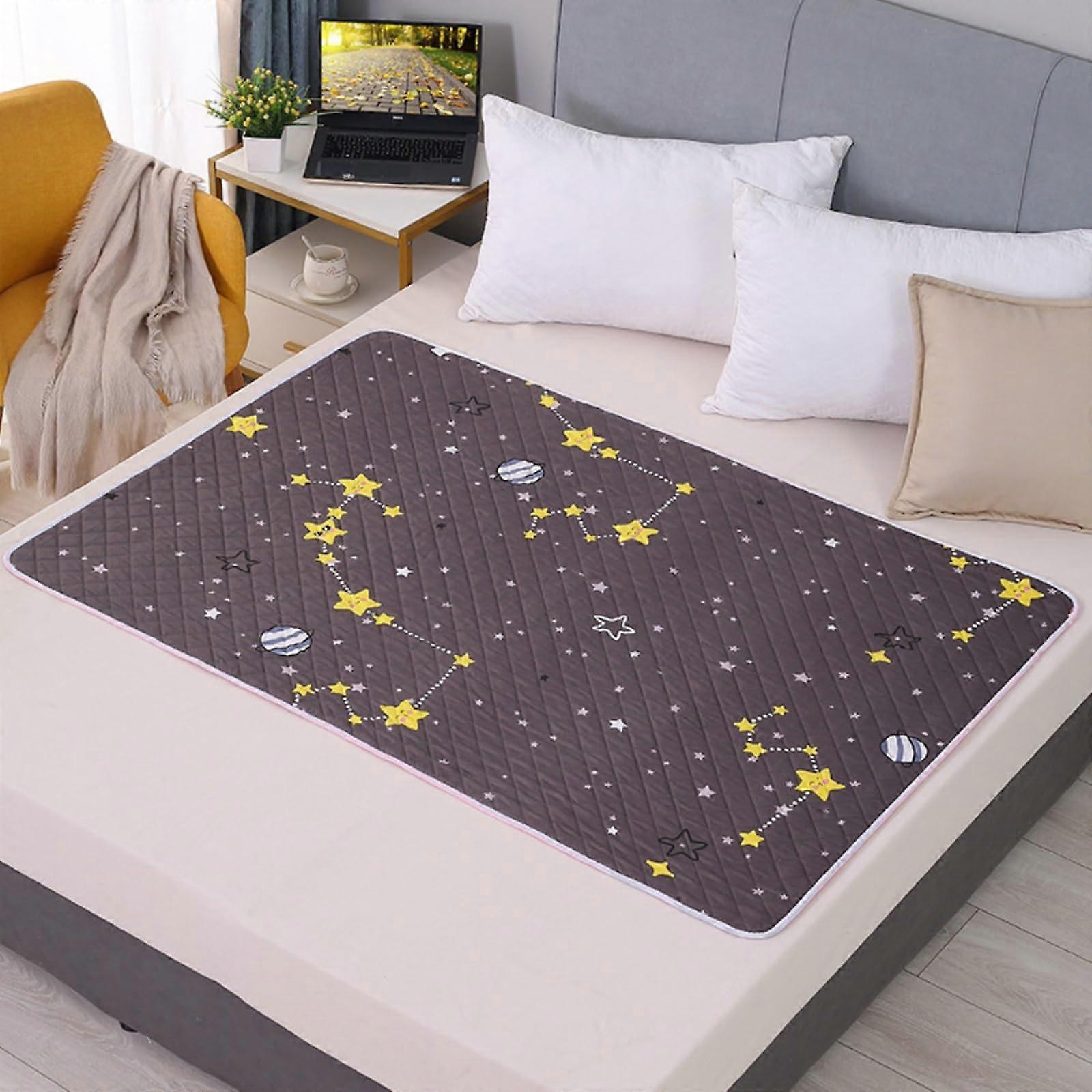 Washable Incontinence Bed Pads Waterproof 180x200cm Reusable Yellow Stars For Kids And Adults Adjustable For Wheelchair