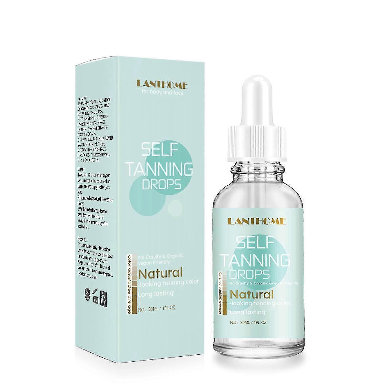 LANTHOME 30ml Self Tanning Drops Non-sticky Quick Tan Color Adjustable Average