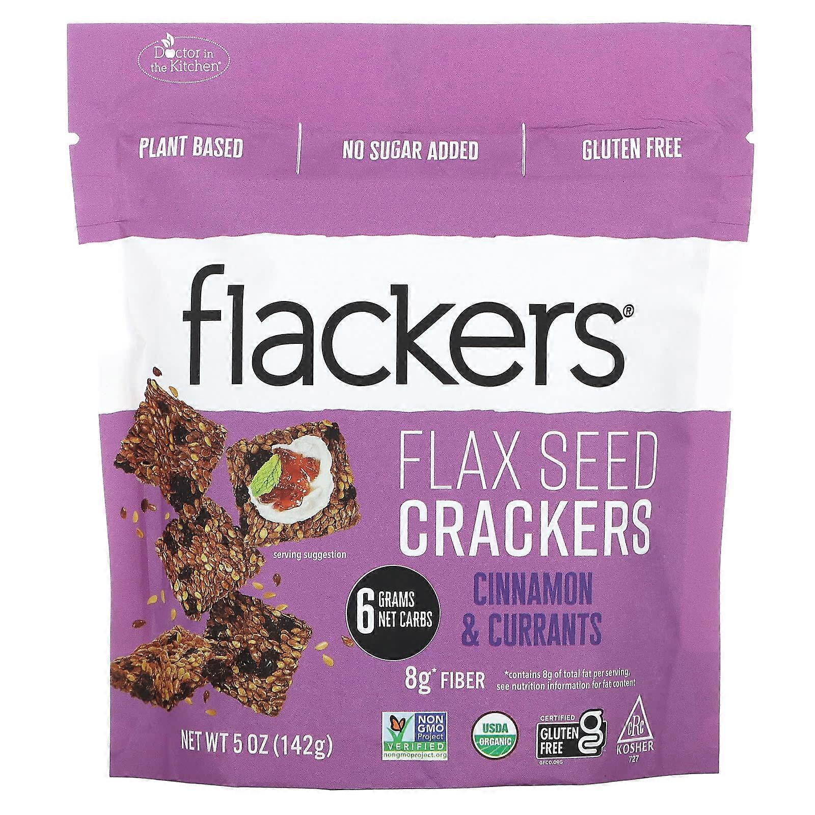 Flax Seed Crackers, Cinnamon & Currants, 5 oz (142 g)