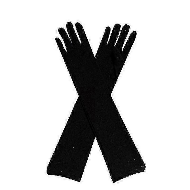 1 Pair Long Gloves Solid Color Super Soft High Elastic Friendly to Skin Fade-Resistant Decorative Mi
