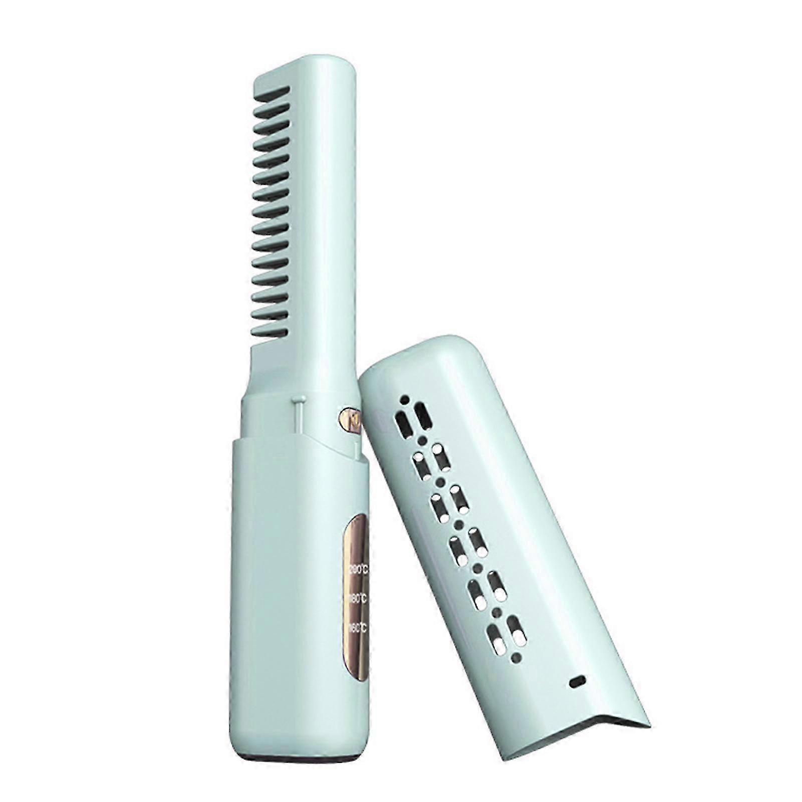 2-in-1 Cordless Hair Styling Brush & Straightener Curler, Portable Hairdressing Tool with Adjustable Temperature & Anti-Scald Feature