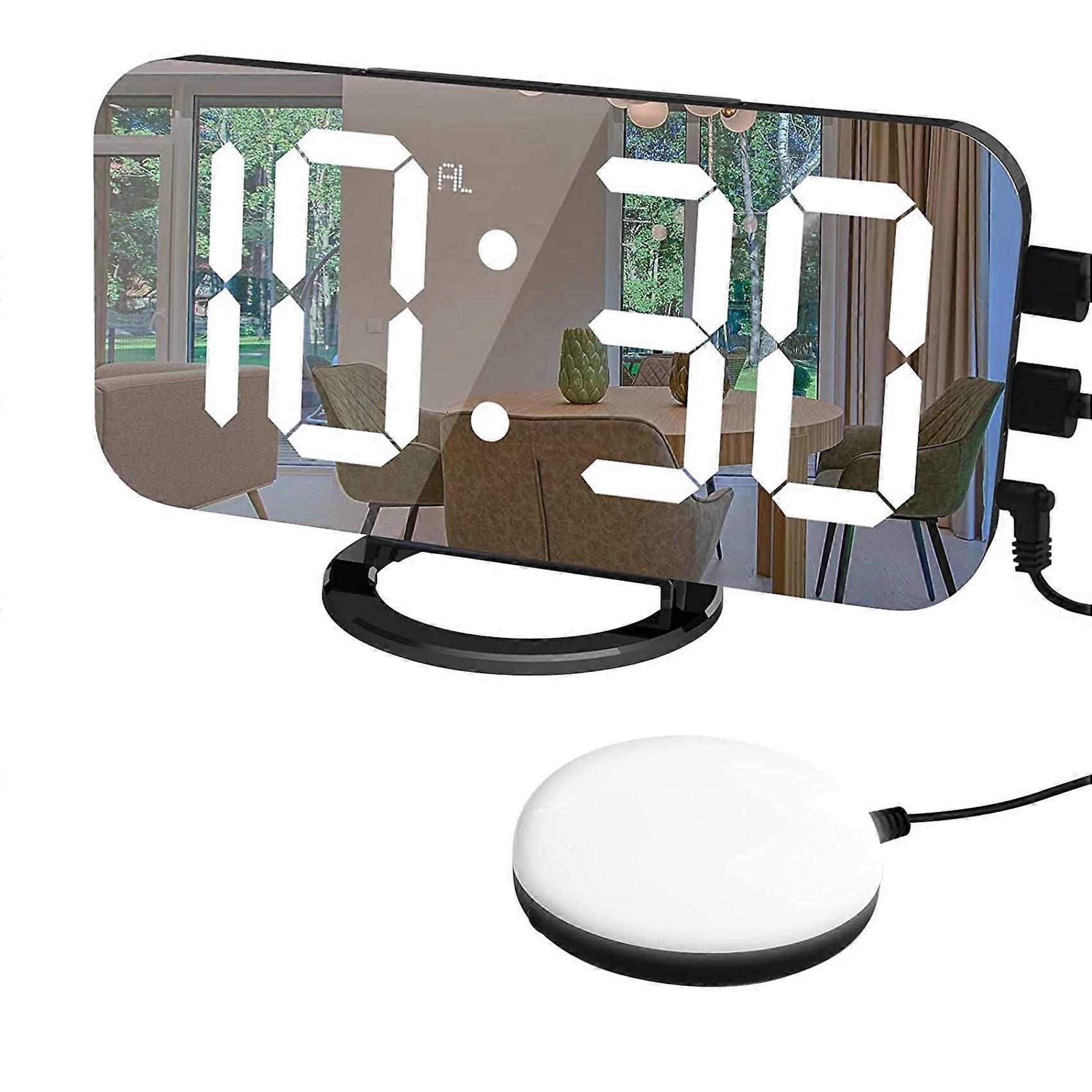 Digital Alarm Clock,Vibration Alarm Clock,with 2 USB Charging Black
