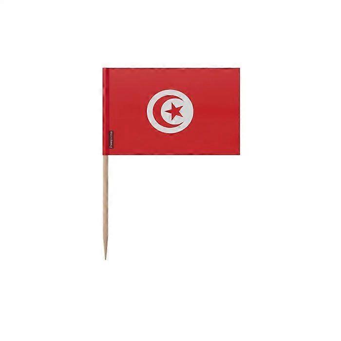 Toothpicks Tunisia Flag - 6.5 cm - 100 pieces - Adhesive plastic - Bamboo stick - Pixelforma