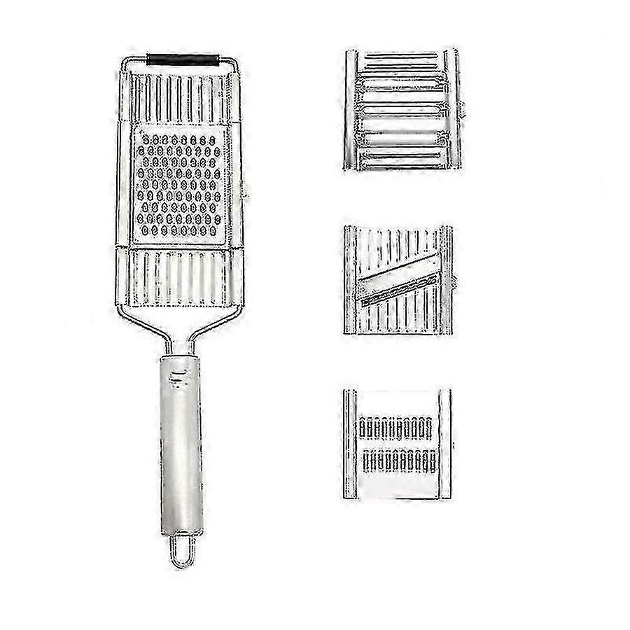 4-Fold Grater with Saving Device Residue Holder 3 Extra Inserts Parmesan Grater