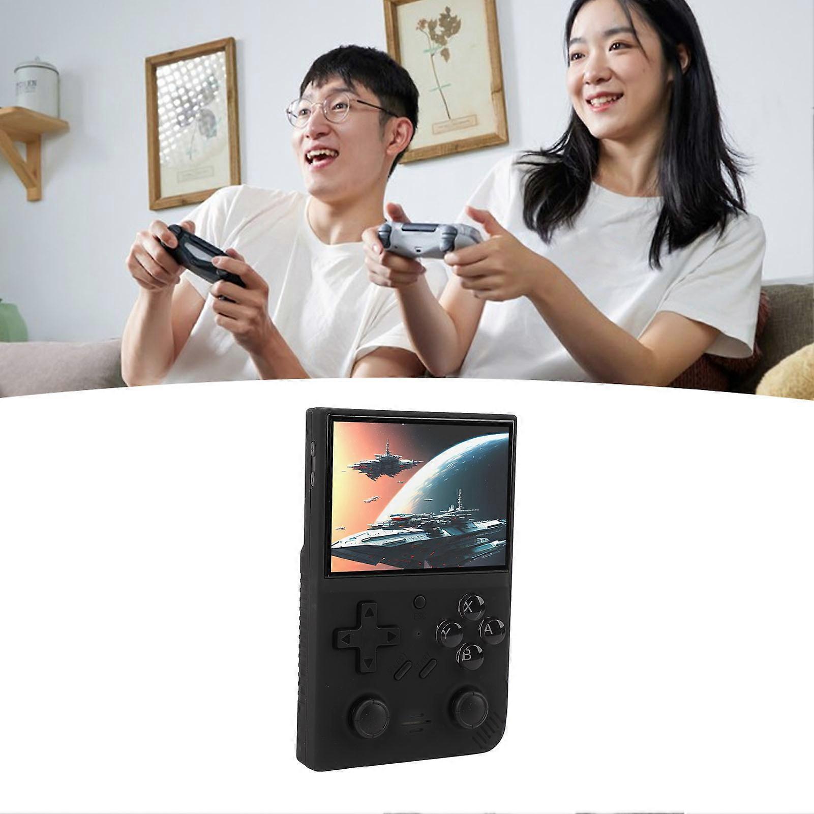 Portable Retro Handheld Game Console 3.5 Inch IPS Screen Built in 64GB Memory Card 3000mAh Battery Supported 10 Emulators Black 