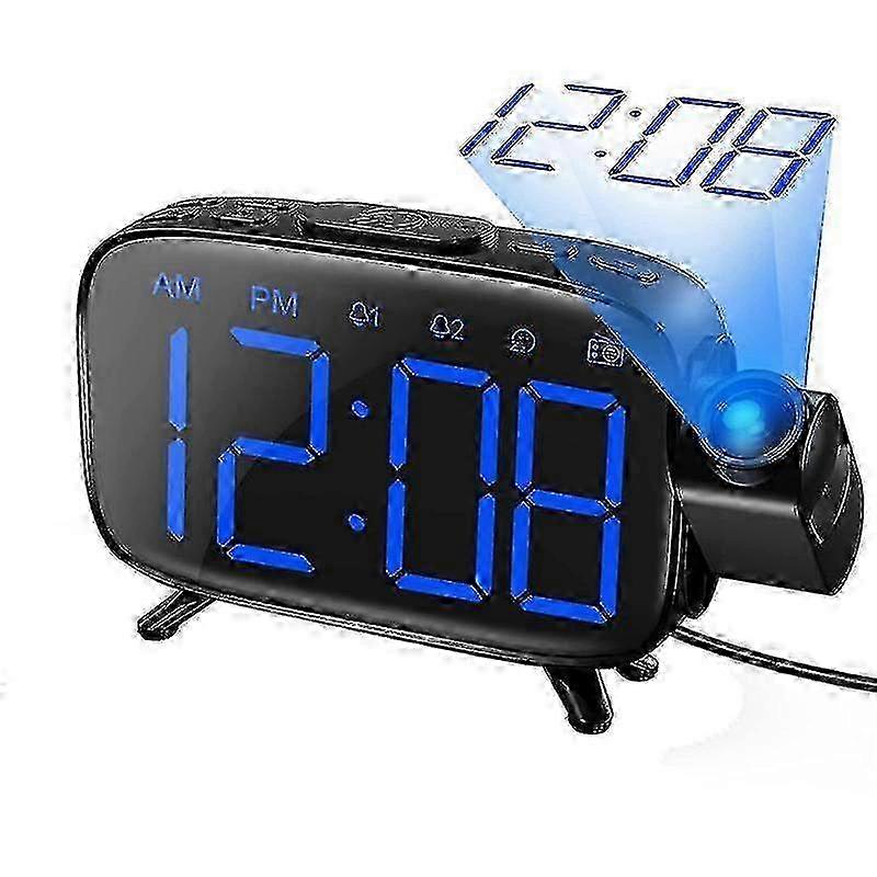 Projection Alarm Clock Radio With 180 Projector, 7 Sounds Dual Alarms, Snooze,dimmable Led Display miao4