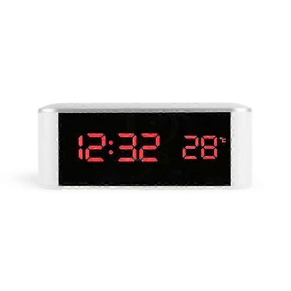 LED Alarm Clock Thermometer Digital Wall Clock with Seconds for Seniors for Heavy Sleepers Adults,R