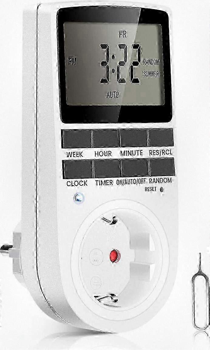 Programmable Digital Timer with 16 Settings: 16A 3680W Outlet, Random Mode, Anti-Theft & 24H/7D Operation
