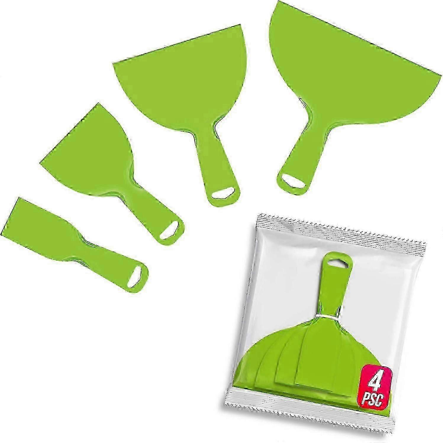 4 Pack Flexible Plastic Putty Knife with Multiple Uses - Spackling Scraper Tool for Wallpaper Removal and Wall Painting