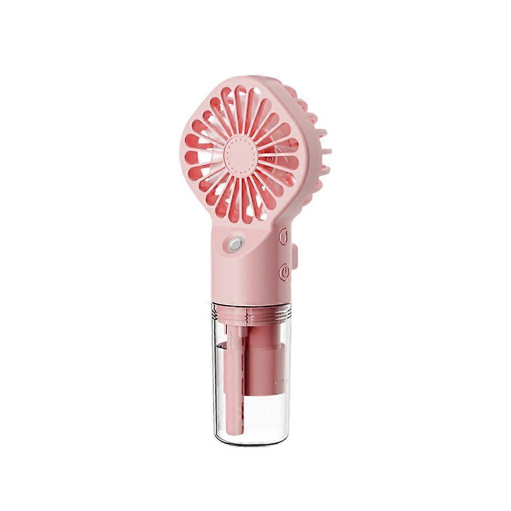 ABS PP Portable Fan 4Gear Replacement Unisex Quiet Running Humidifier USB Charging TypeC Interface Pink Solid Color