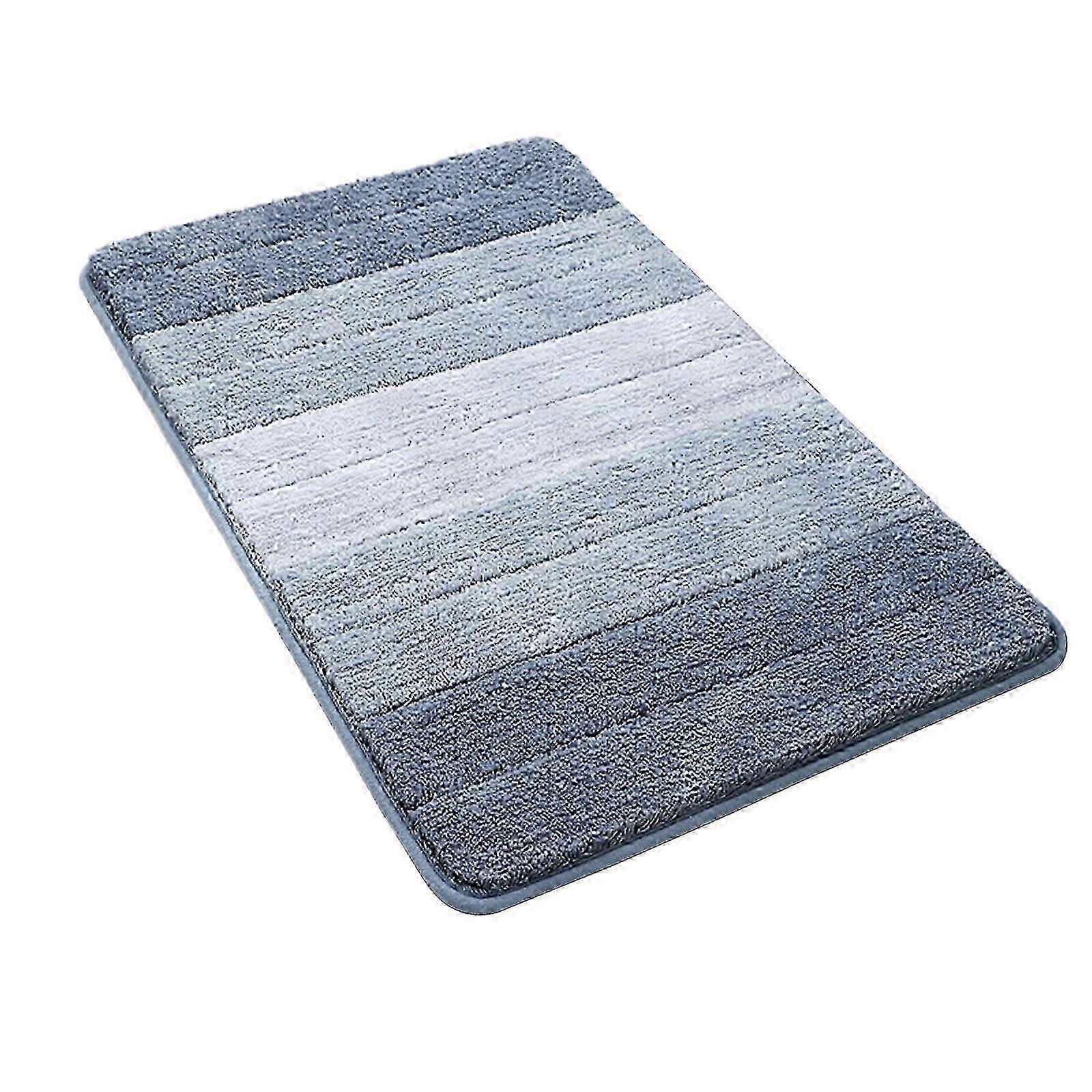 Machine Washable Bath Rug, Stripe Grey, Non-Slip, 43x61cm