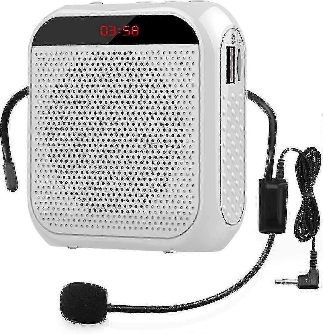 Portable Voice Amplifier With Wired Microphone Headset Rechargeable Speaker Loudspeaker (white) - ya