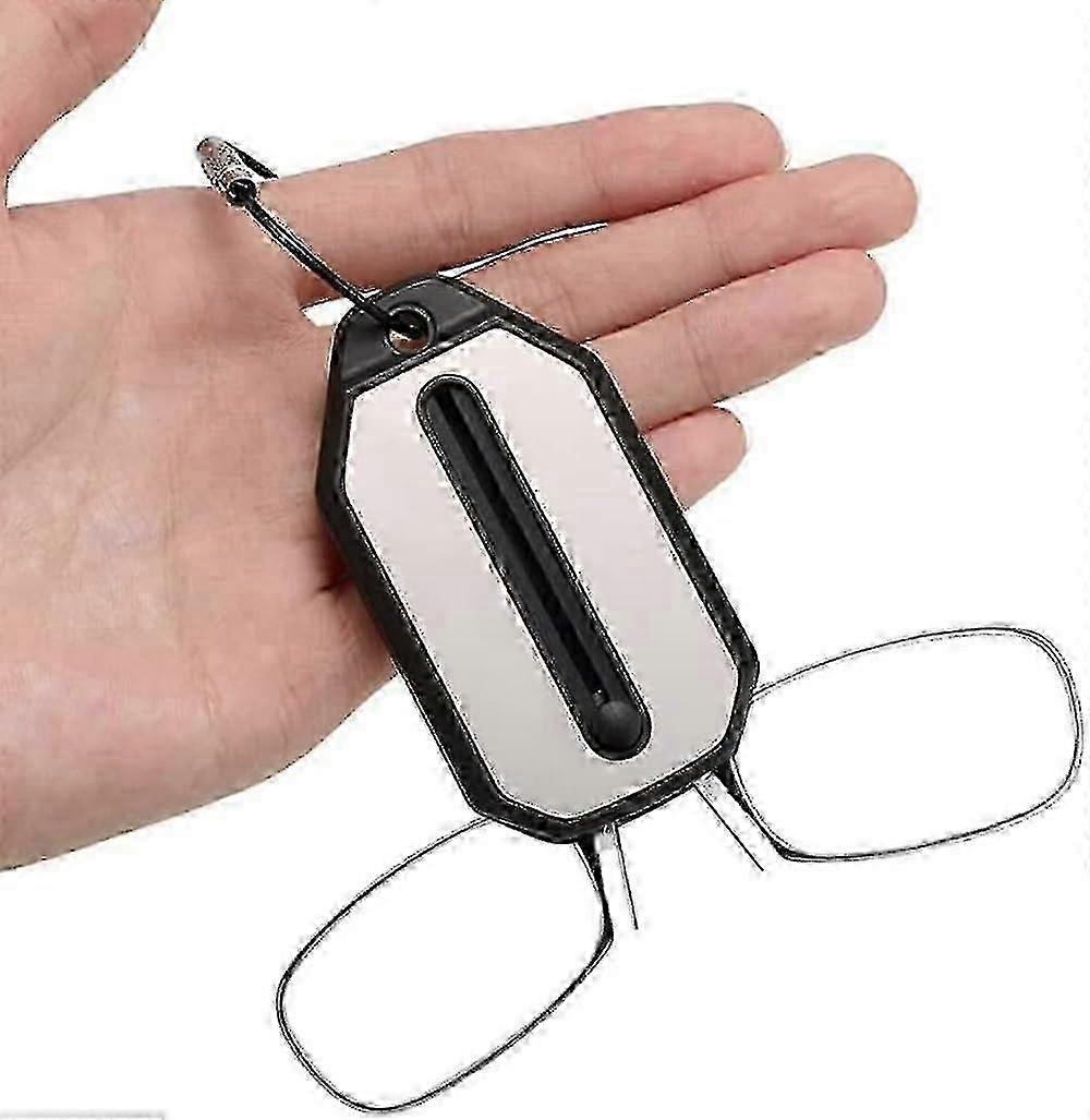 Portable Mini Keychain Reading Glasses Without Pincher, Foldable Keychain Case And Reader, Nose Clip Reading Glasses-In stock