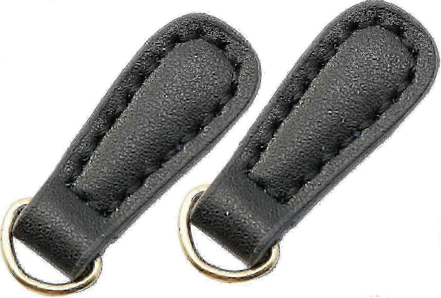 2pcs Genuine Leather Zipper Pulls Black Pull Strap Cord Zipper Pullers Durable Boot Jacket Bag Purse Accessories