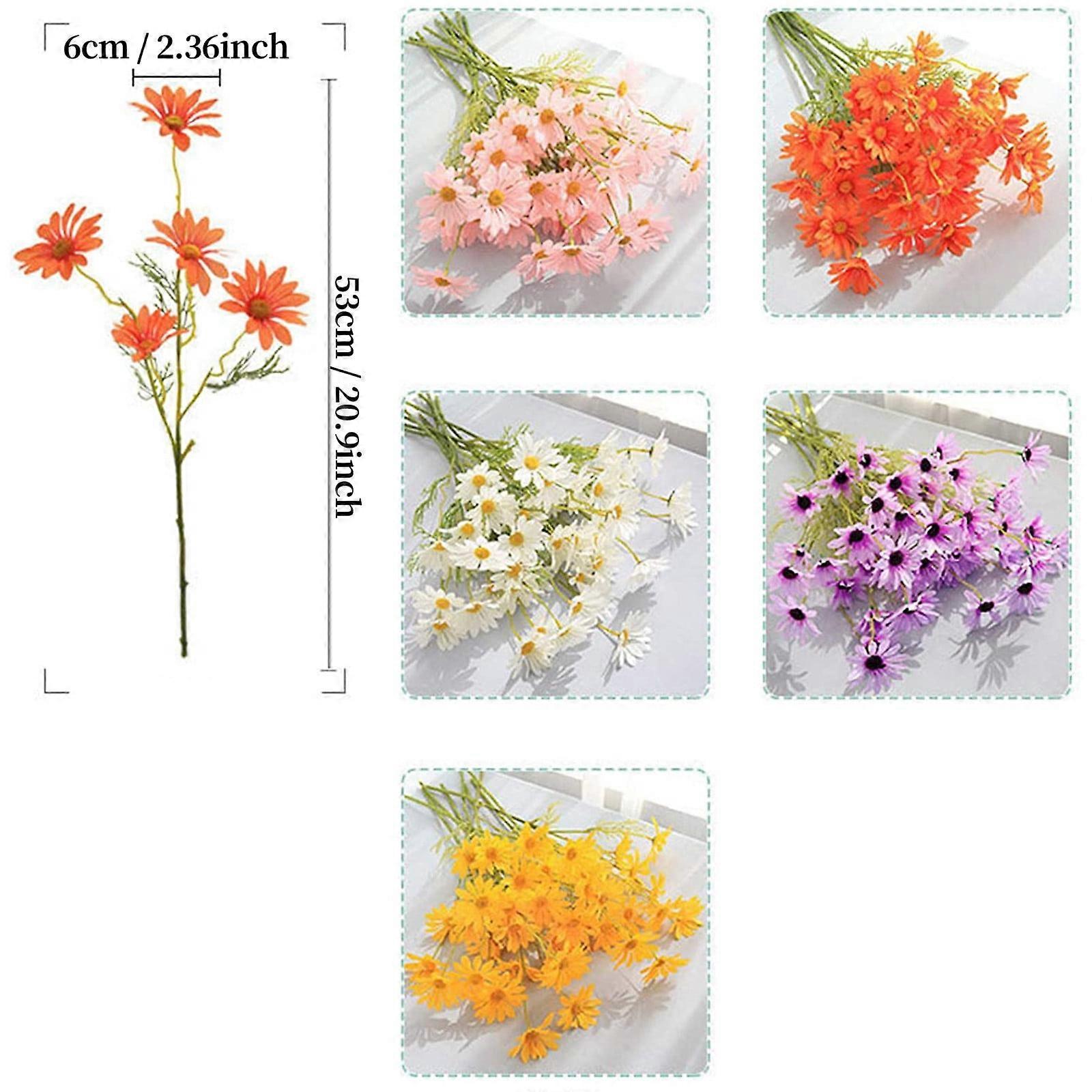maxiaoxia Fake Flowers Artificial Flowers For Decoration 5PC Simulation Small Daisy 5 Branch Cosmos Decoration Props Simulation Flower
