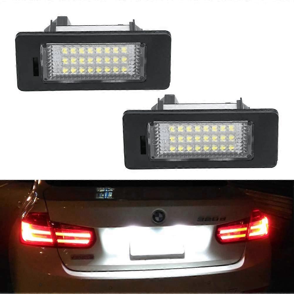 License Plate Light for Compatible BMW 1 Series 3 Series 5 Series X1 X3 X5 X6 M3, 2Piece LED Lamp Assembly, 24SMD Xenon White