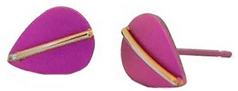Ti2 Titanium Jungle Leaf Stud Earrings - Pink