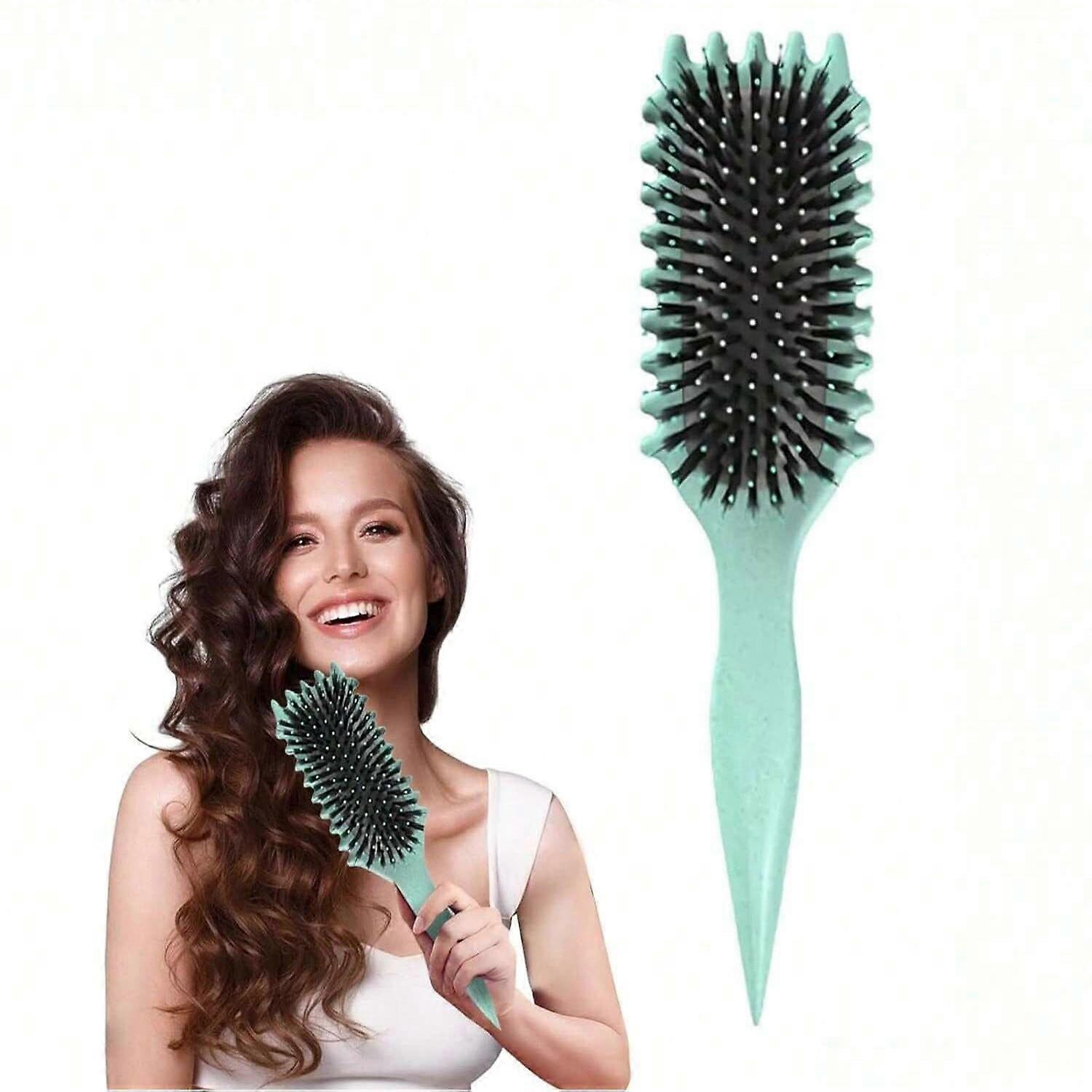 Brosse multifonction chauffante pour cheveux bouclés - Peigne de coiffage, de massage et de massage - Brosses démêlantes colorées pour cheveux bouclés
