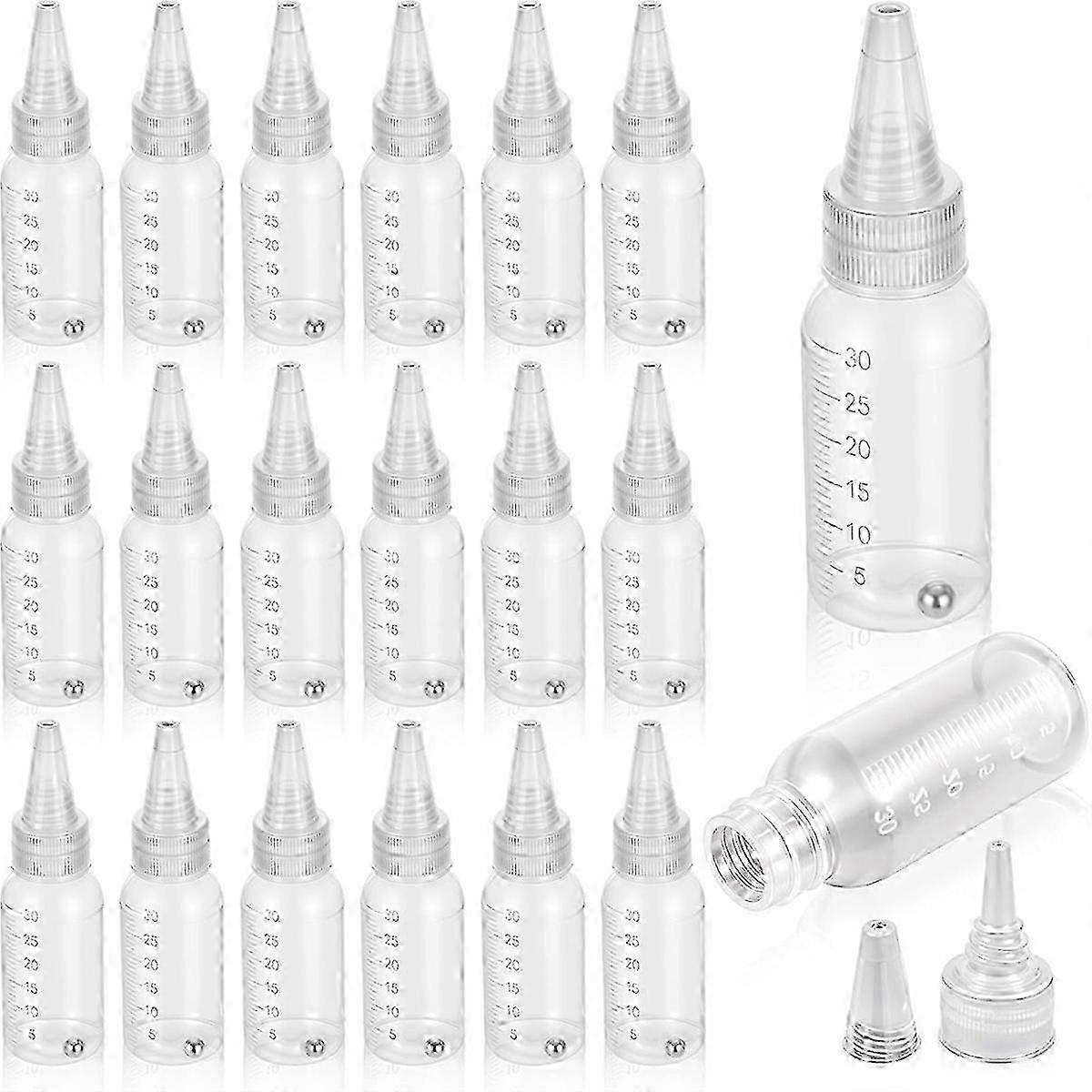 Airbrush Paint Bottles - 20 Pack, 1oz/30ml Plastic Containers with Ball & Resealable Squeezer