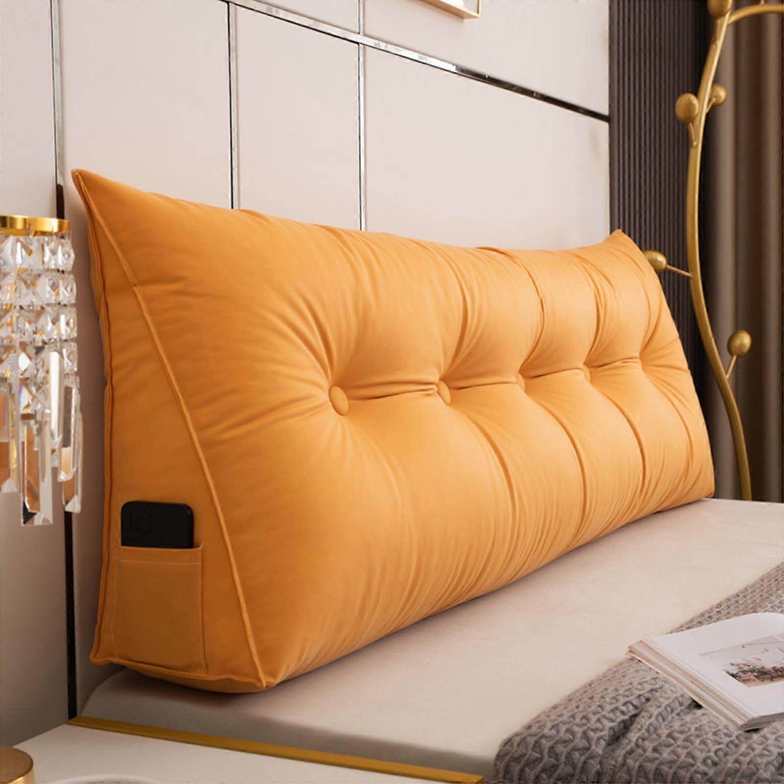 Ergonomic Headboard Pillow Wedge Support for Double Bed, Backrest Cushion for Sleep & Reading, Orange 80x50x20cm