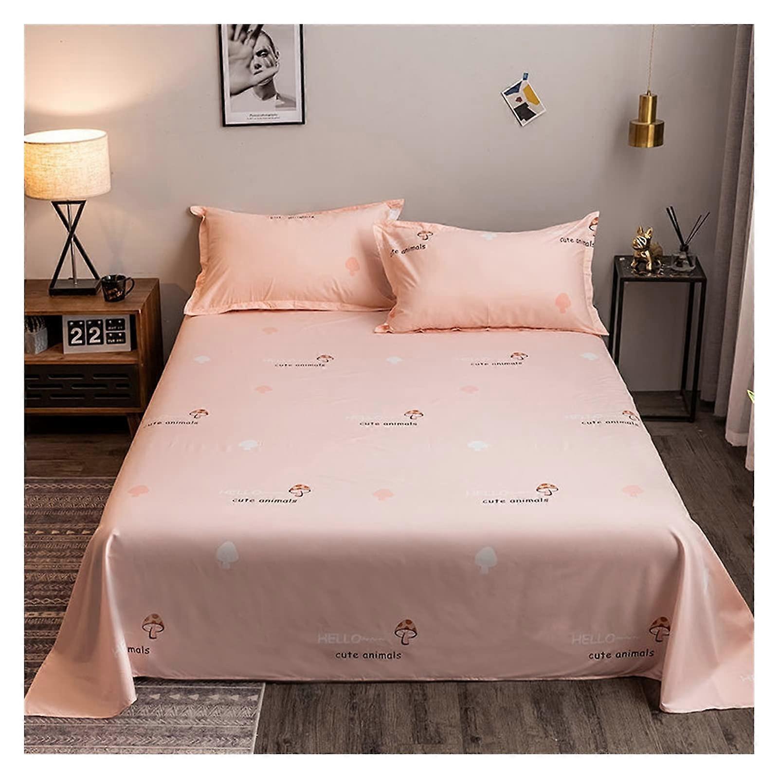 Cotton Bed Sheet Set 3pcs with Pillowcase for Single Double Dormitory Bed 120x230cm Color 17