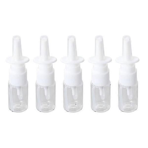 5 pcs 10ml Portable Nasal Spray Bottles for Rhinitis Refillable Fine Mist Empty Spray Bottles (10m Transparent Flat Shoulder Bottle + 18r Direct Injec