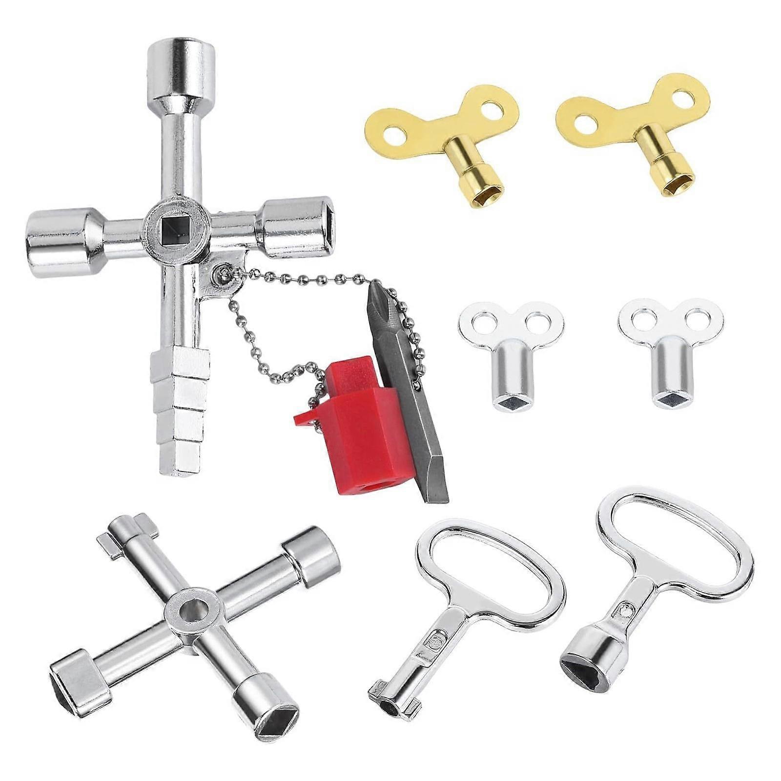 8Pcs Construction Machine Key Universal Radiator Valves Key Ergonomic Radiator Tool MultiPurpose Square Wrench Enduring Multicolor