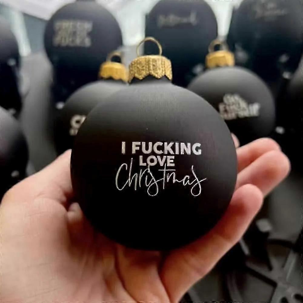 Funny Xmas Ball Ornaments - 12 Pack Sweary Bauble Bundle for Holiday Tree