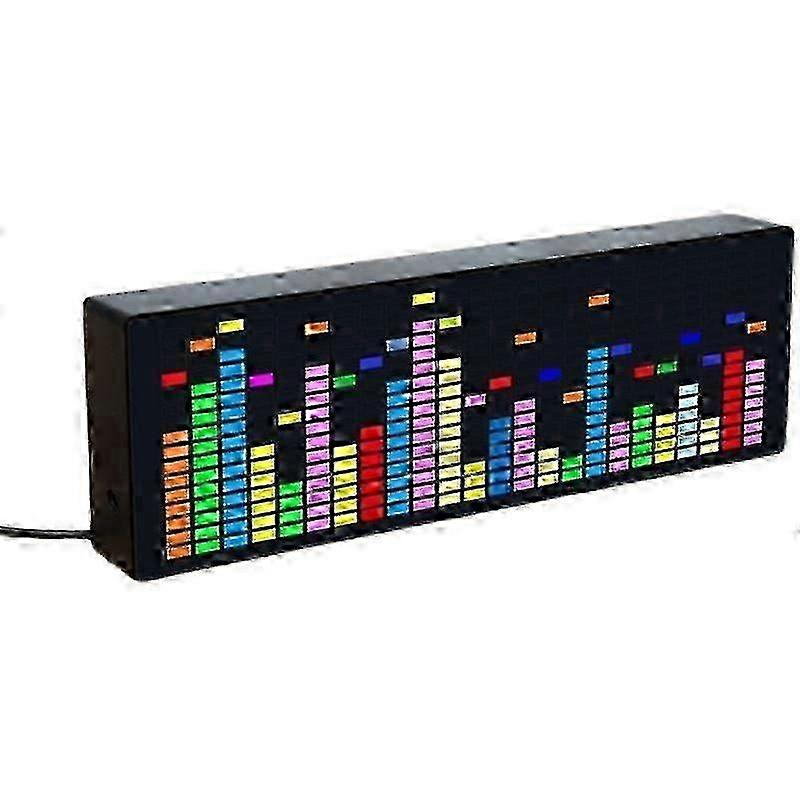 LED Music Spectrum Rhythm Lights Voice Sensor 1624 RGB Atmosphere Level Indicator with Clock Display