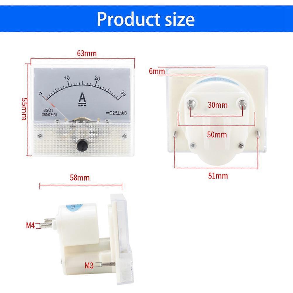85C1-DC 30A DC Voltmeter Pointer Head Analog Ammeter Panel Meter