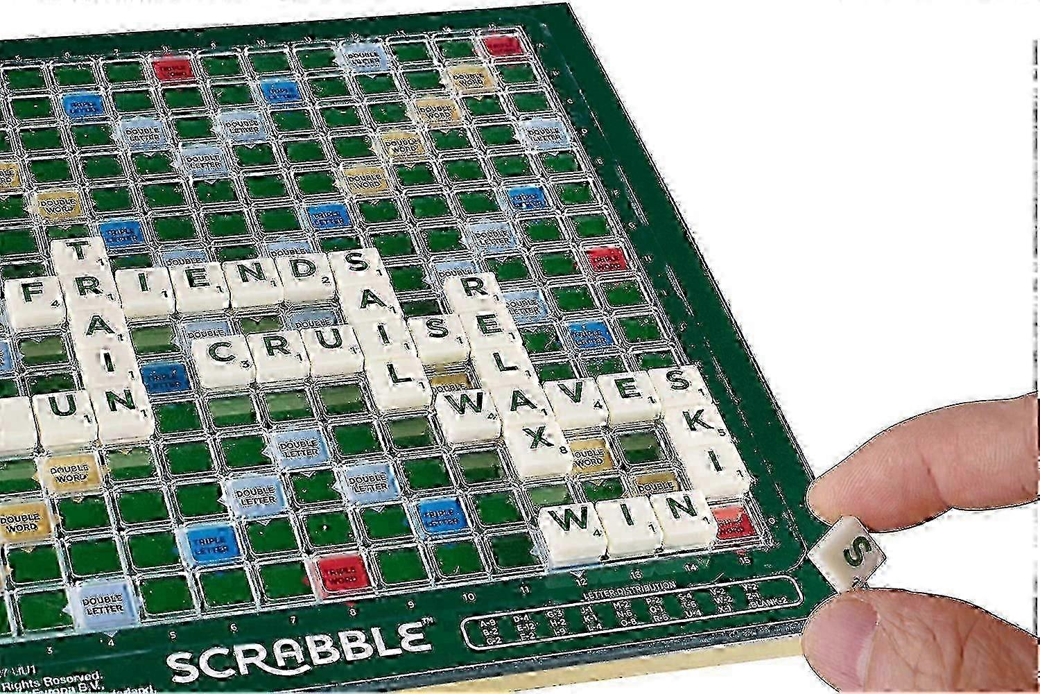 e Scrabble Large Folding Edition with Rotating Wooden Game Board