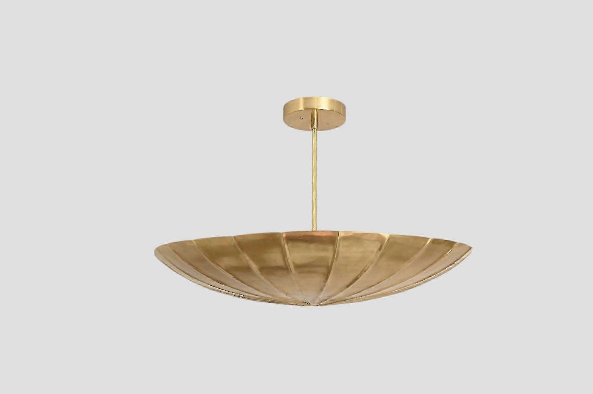 6-Light 24-inch Zigzag Brass Pendant – Bold Art Deco, Warm Glow