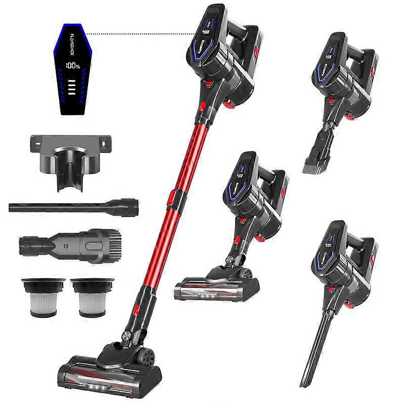 Wireless vacuum cleaner, with a power of 450 watts and suction force of 45 kilopascals. It is equipped with 3 types of attachments, an LED d