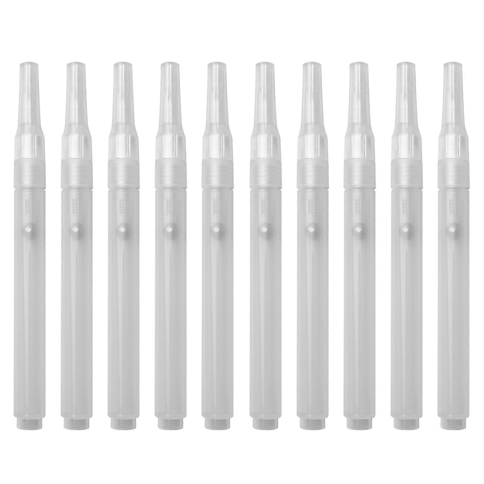 10Pcs Reusable Empty Marker Soft Brush Tip Refillable Empty Acrylic Paint Pen Clear Pen Rod Multipurpose Drawing Tool Multicolor