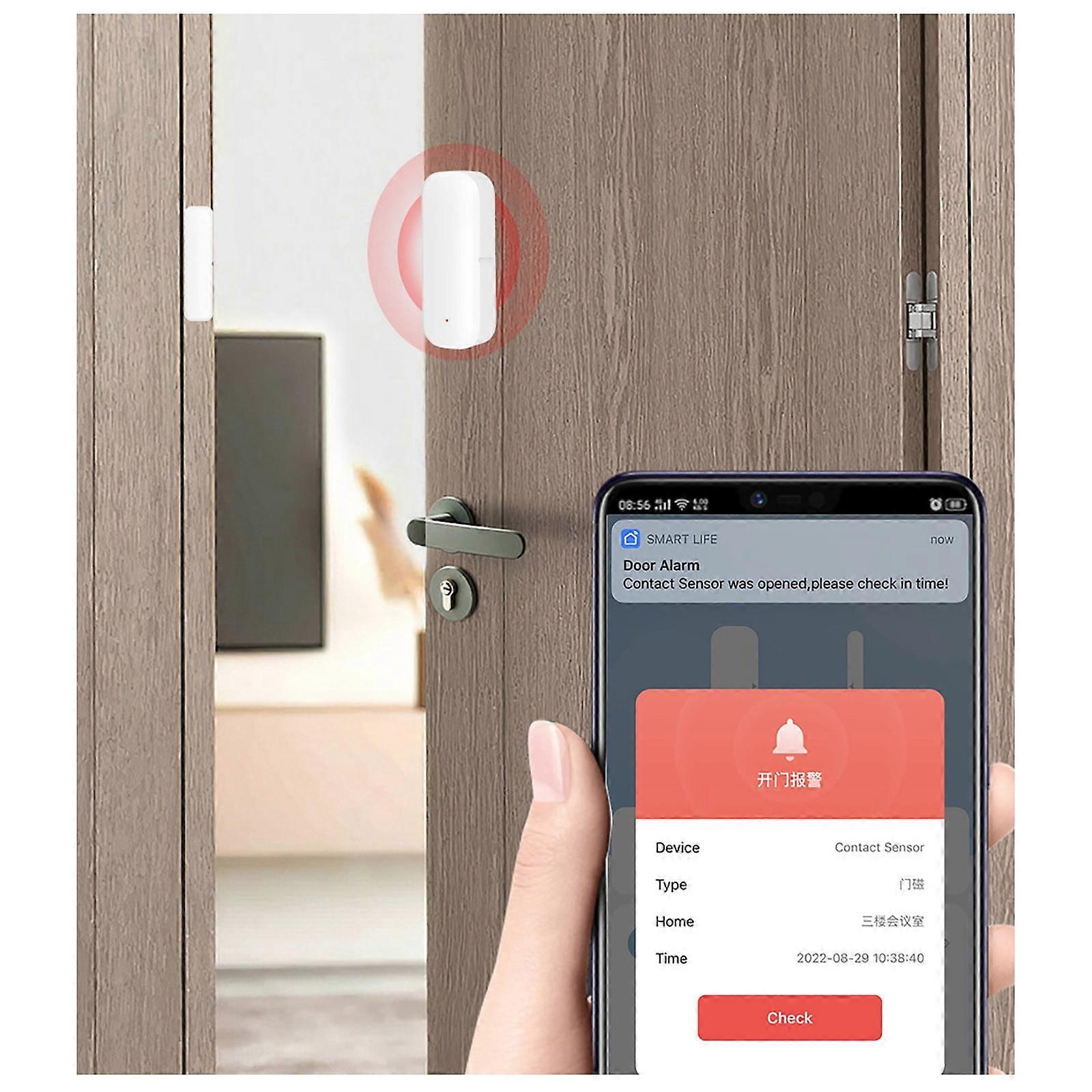 Donemore Magnetic Smart Door Sensor, Home Graffiti WiFi Door and Window Intrusion Detection Alarm, Real Time Notification App