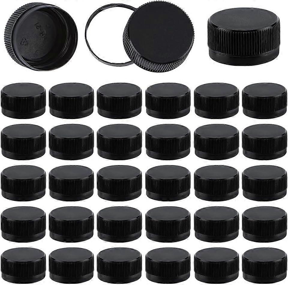 100Pcs Black Screw-On Caps Reusable Plastic Bottle Caps Black Plastic Seal Lid Screw Bottle Cap Replacement Lid Twist Cap for Juice Bottles Handmade D