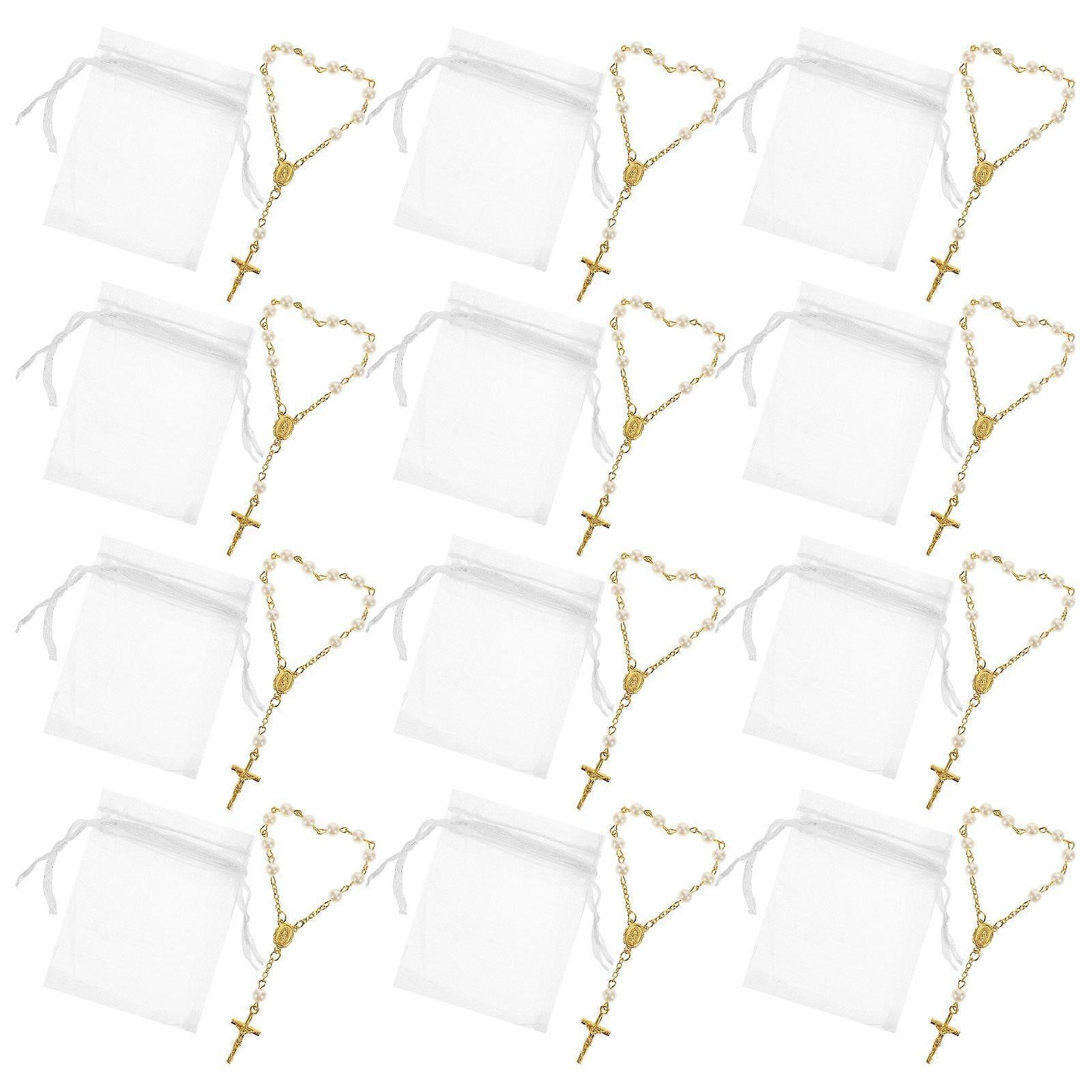 Rosary Bracelet Prayer Chaplet Bracelets Daily Use Assorted Color Alloy Mesh for Blessing 12 Sets