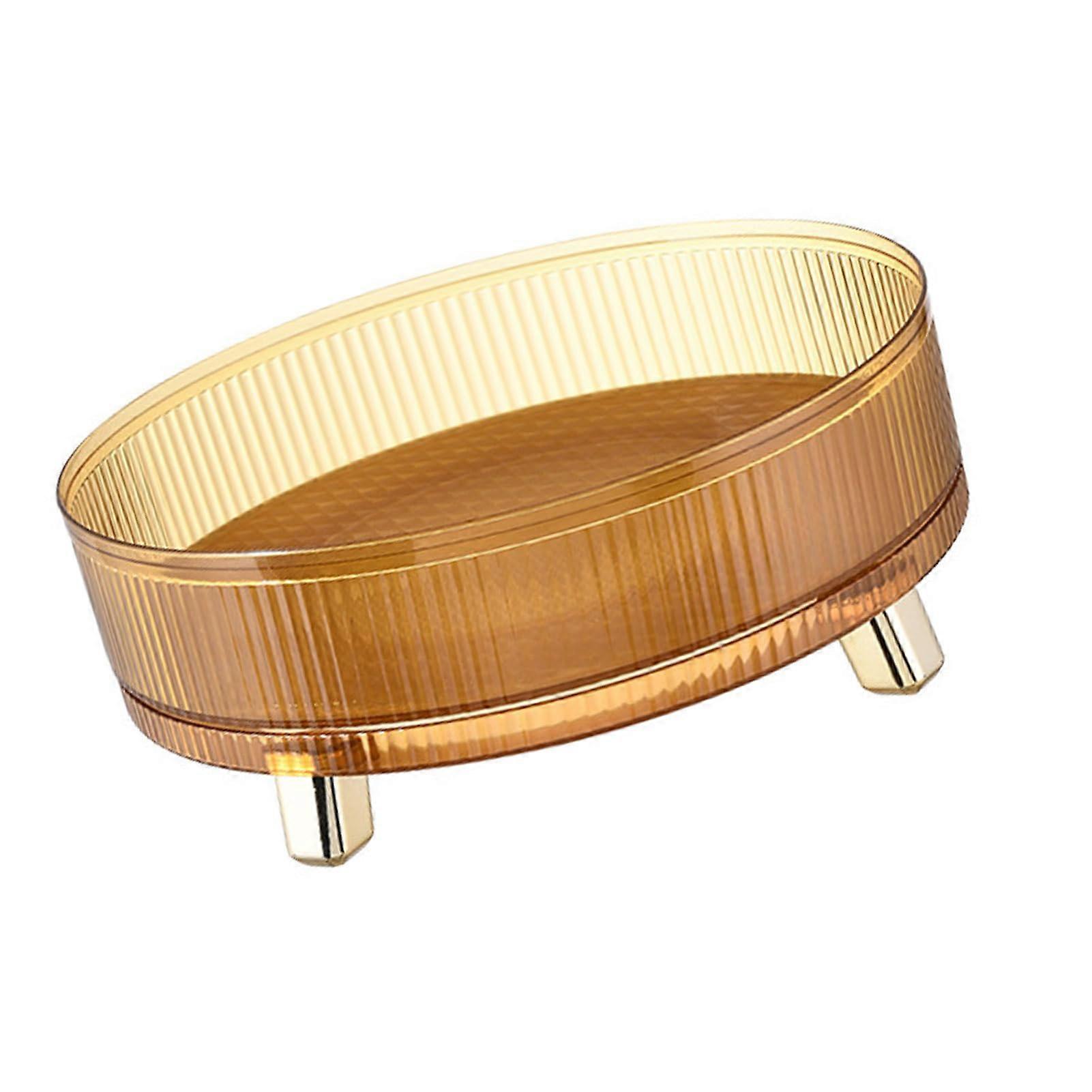 Lazy Susan Organizer Clear 360° Rotating Storage Tray Large Capacity for Kitchen Spices Cosmetics Amber Gold