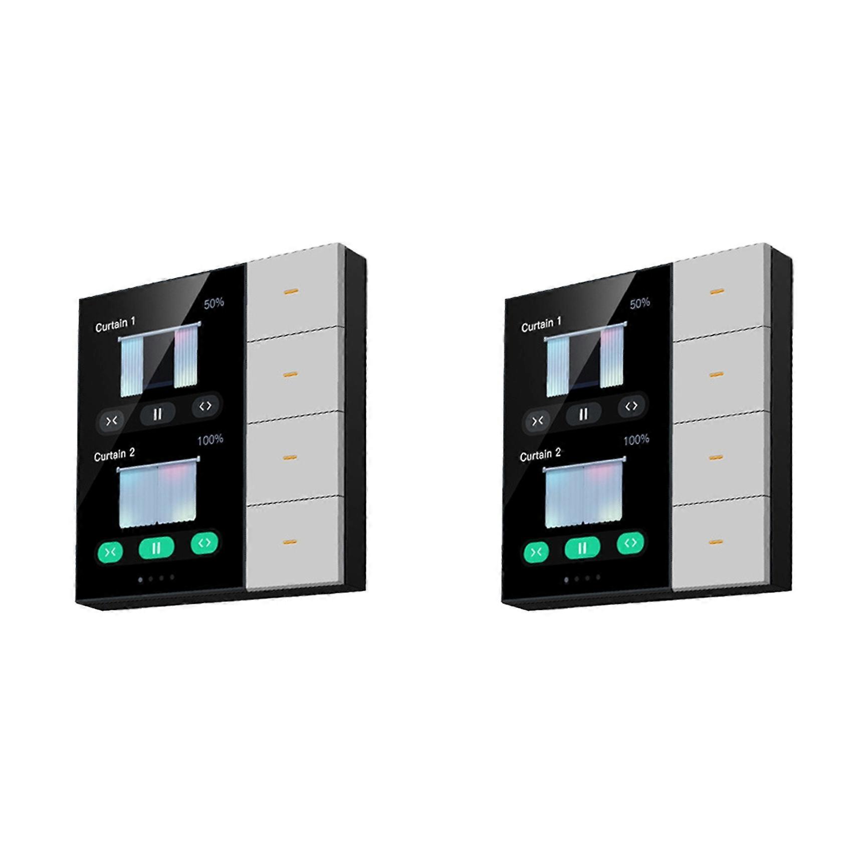 2 Set 3.5 Inch Wall Switch Touch Screen 4 Groups Switch 8-Way Scene Radar Sensor Dimming Switch Curtain Tuya Zigbee B