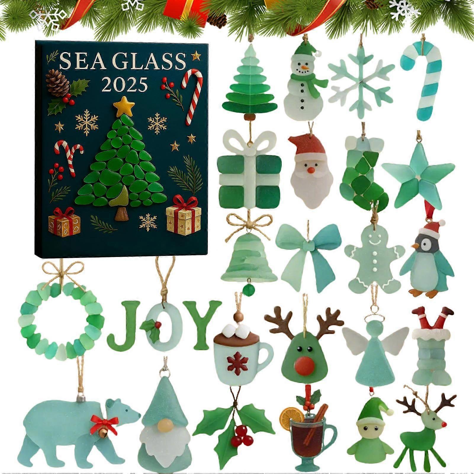 Christmas Countdown Ornaments 24 Day Blue Advent Calendar Decorations for Home and Office