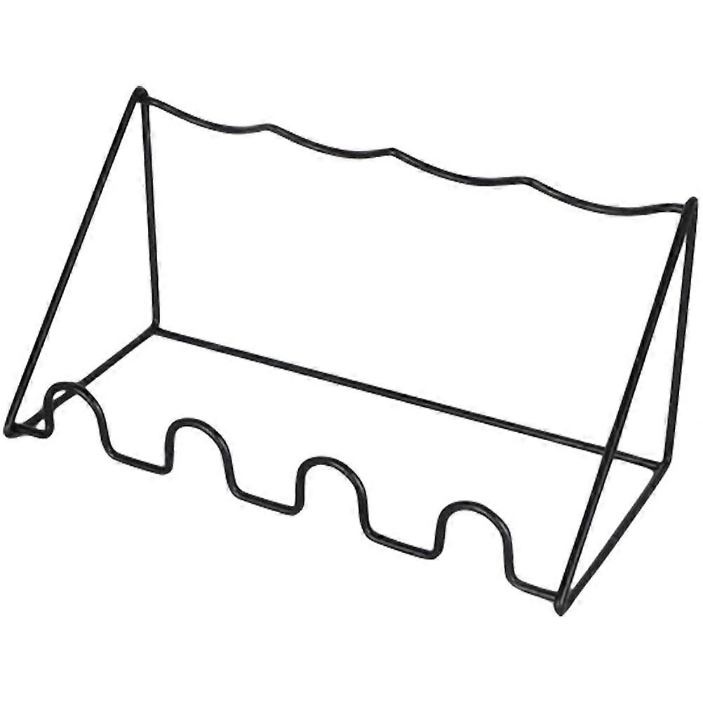 Black Iron Rack for Decor Sturdy and Multi Groove Stand 70 Characters