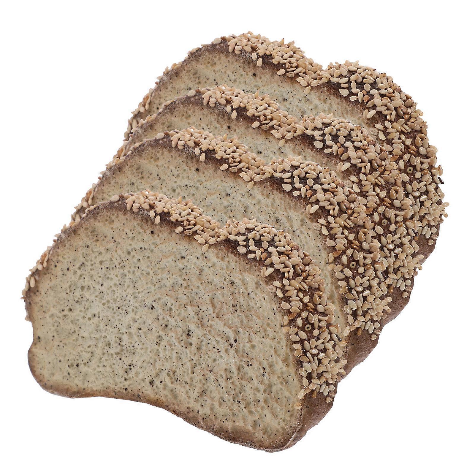 Simulation Bread Artificial Toast Slice Model for Bakery Shop Display 4Pcs