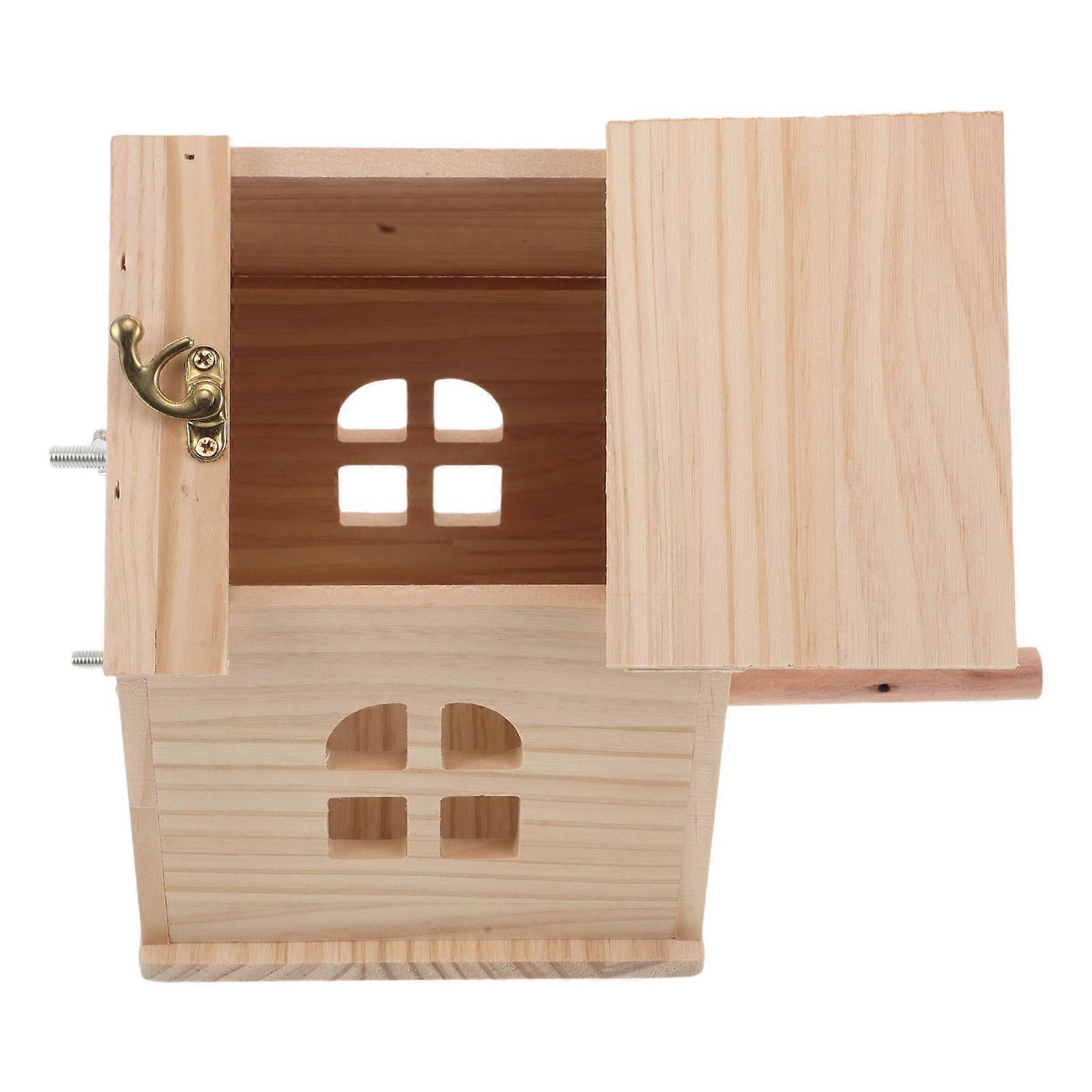 Wood Bird Nesting House Parakeet Nest Box for Breeding with Ventilation