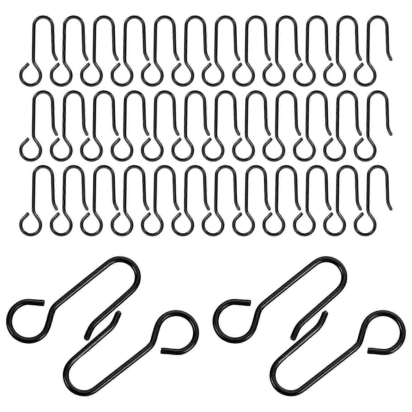 Metal Curtain Track Hooks for Drapes with 60Pcs Black S-Shaped Hooks