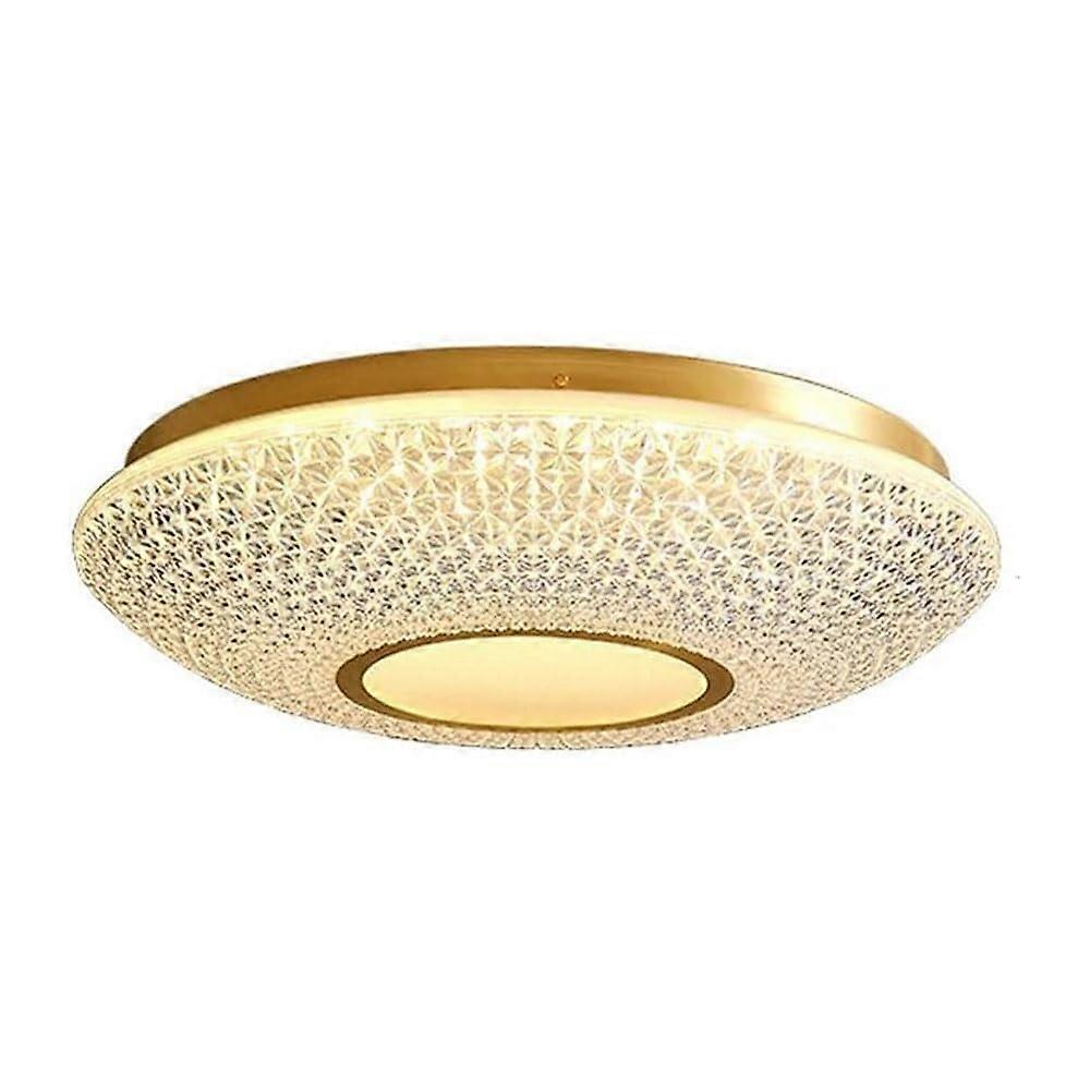 Brass LED Flush Mount Ceiling Light with ThreeColor Lighting, Modern Energy Saving Bedroom Fixture
